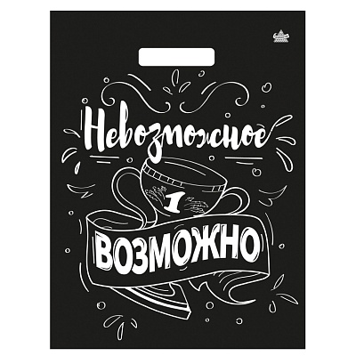 Пакет ПЭ с вырубной ручкой 31х40+6см (60) (Невозможное возможно) Глянцевый Тико (х50/500)